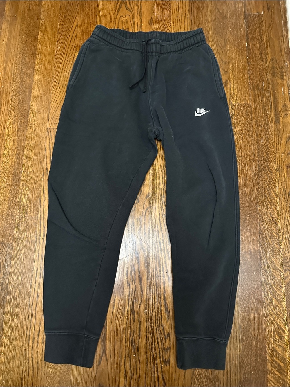 Nike Black Fleece Joggers with White Logo